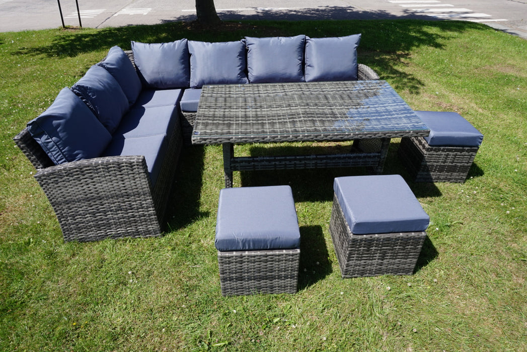 Camellia 6 Piece Grey Rattan Corner Dining Set