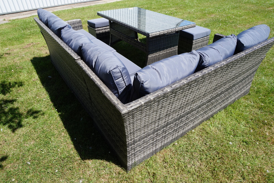 Camellia 6 Piece Grey Rattan Corner Dining Set