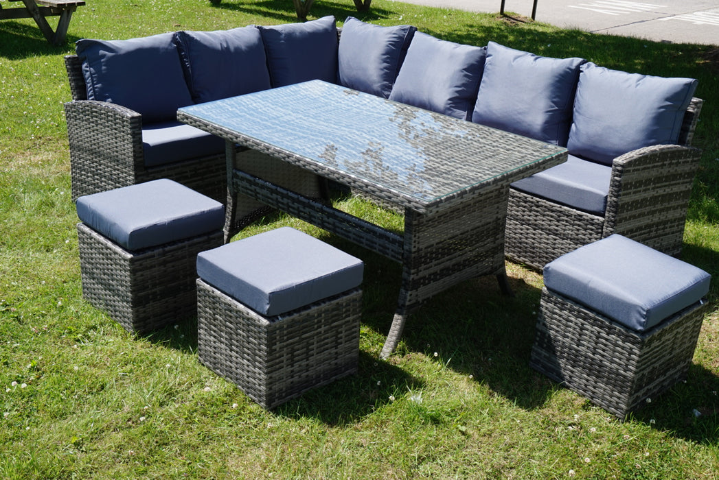 Camellia 6 Piece Grey Rattan Corner Dining Set