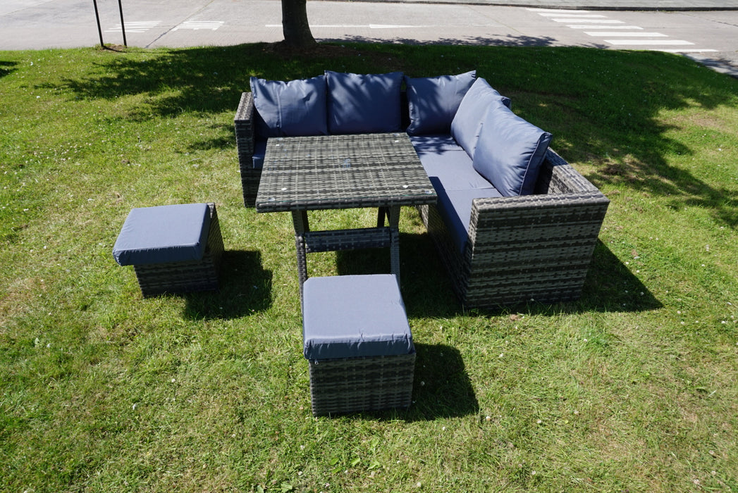 Rosette 5 Piece Rattan Garden Dining Set in Grey