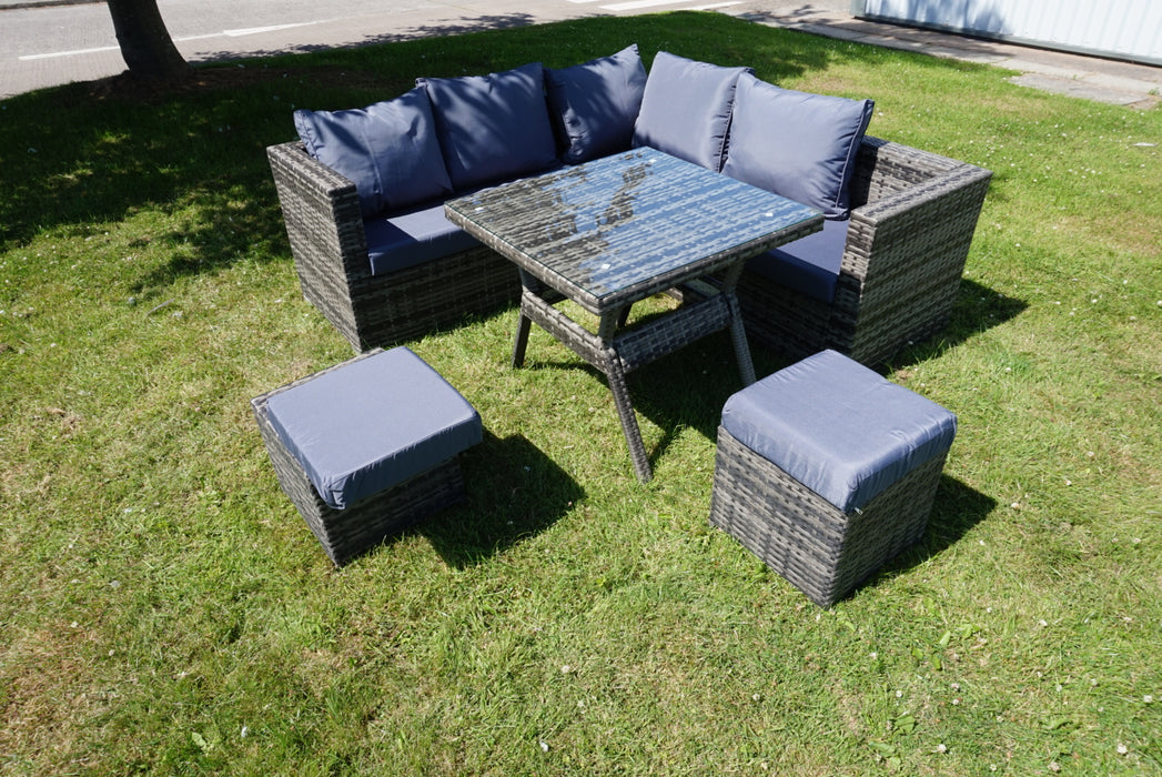 Rosette 5 Piece Rattan Garden Dining Set in Grey