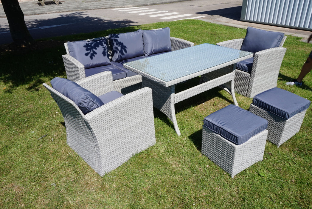 Maxwell 6 Piece Rattan Garden Dining Set in Grey