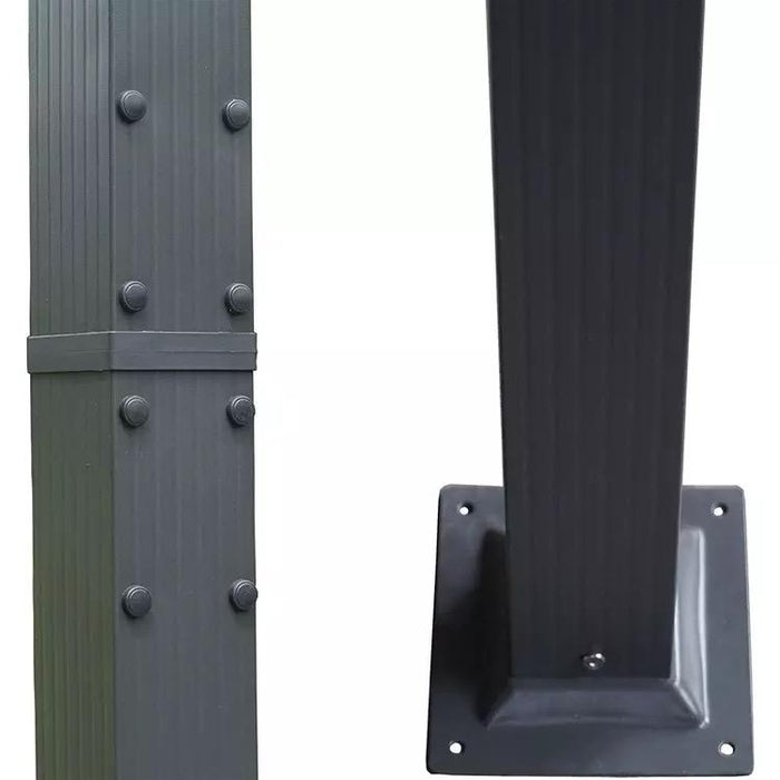 a close up view of the pergola's aluminium leg tubes