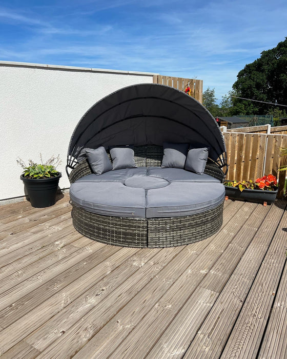 Carlito Grey Rattan Day Bed with Canopy