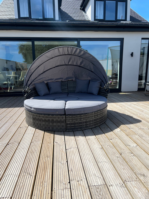 Carlito Grey Rattan Day Bed with Canopy